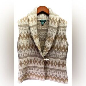 NWT Ralph Lauren Southwestern Aztec Vintage Cream Tan Sweater XL